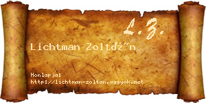 Lichtman Zoltán névjegykártya